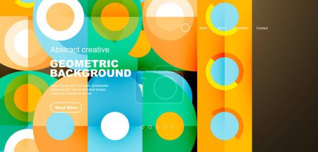 Illustration for Abstract technology landing page background with circles and round elements. Creative concept for business, technology, science or print design - Royalty Free Image