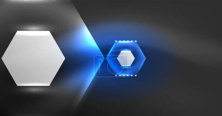 Illustration for Neon hexagon background. Hi-tech design for wallpaper, banner, background, landing page, wall art, invitation, prints, posters - Royalty Free Image