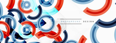 Illustration for Circles are arranged in a grid pattern abstract background and feature a range of different colors, including shades of various colors. Template for wallpaper, banner, presentation, background - Royalty Free Image