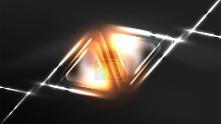 Téléchargez les illustrations : Modèle de conception géométrique numérique néon fond abstrait, triangles et lumières - en licence libre de droit