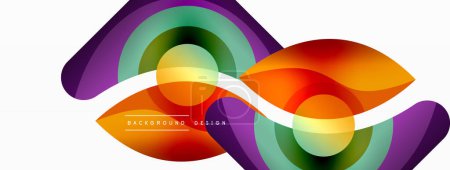 Ilustración de Fondo abstracto con formas geométricas de color. Hermoso telón de fondo mínimo con círculos y líneas de formas redondas. Diseño geométrico. Ilustración vectorial - Imagen libre de derechos