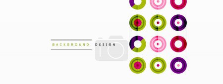 Illustration for Abstract background with circle symmetric grid composition. Circle pattern creating sense of movement. Grid adds structure and balance to the composition, with equal spacing between each circle - Royalty Free Image