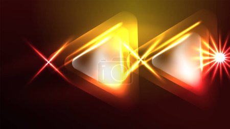 Illustration for Techno neon triangles with light effects in the dark - Royalty Free Image