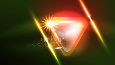 Illustration for Digital Neon Abstract Background, Triangles And Lights Geometric Design Template - Royalty Free Image