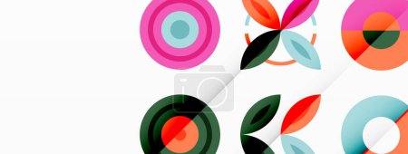 Téléchargez les illustrations : Fond vectoriel vibrant et accrocheur doté d'une grille de cercles colorés disposés dans une composition à motifs, parfait pour les conceptions modernes et à la mode - en licence libre de droit
