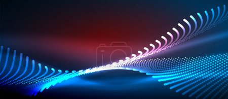 Illustration for A sleek and stylish design featuring a blue smooth neon wave glowing against a dark background, perfect for adding a modern and edgy touch to any project - Royalty Free Image