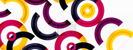 Ilustración de Fondo abstracto de círculo colorido con un diseño vibrante y llamativo que incorpora una variedad de diferentes tonos y tonalidades que crean un efecto dinámico y giratorio - Imagen libre de derechos
