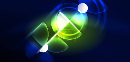 Illustration for Neon light glowing circles vector abstract background - Royalty Free Image