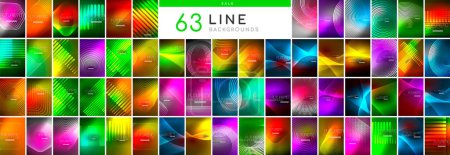 Illustration for Mega collection of neon transparent lines. Elements bundle for wallpaper, banner, background, landing page, wall art, invitation, prints, posters - Royalty Free Image