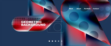 Ilustración de Landing page background template. Colorful plastic round shapes abstract composition. Vector illustration for wallpaper, banner, background - Imagen libre de derechos