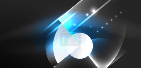 Ilustración de Fondo abstracto azul brillante brillante neón color redondo elementos y círculos. Ilustración de vector futurista Techno para fondo de pantalla, Banner, Fondo, Tarjeta, Ilustración de libro, landing page - Imagen libre de derechos