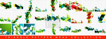 Illustration for Mega collection of hexagons made of triangle backgrounds. Backdrop bundle for wallpaper, banner, background, landing page, wall art, invitation, print, posters - Royalty Free Image