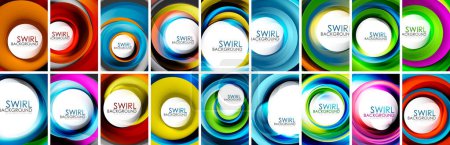 Illustration for Swirl and circle design. Business or technology background. Set of swirl illustrations. Techno banner or landing page. Wallpaper, banner, backgrounds, wall art or poster design - Royalty Free Image