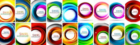 Illustration for Swirl and circle design. Business or technology background. Set of swirl illustrations. Techno banner or landing page. Wallpaper, banner, background, wall art or poster design - Royalty Free Image
