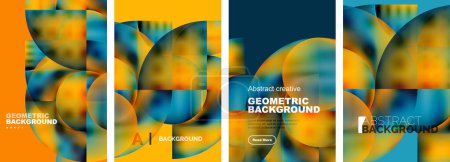 Illustration for Vector set of abstract geometric posters designs. Collection of backgrounds, covers, templates, flyers, placards, brochures, banners - Royalty Free Image