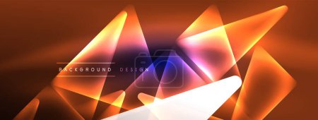 Illustration for Neon lights hacking geometric background, virtual reality or artificial intelligence concept, cyberpunk geometric template for wallpaper, banner, presentation, background - Royalty Free Image