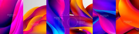 Illustration for A mesmerizing background design with flowing neon color shapes. The vibrant hues and fluid forms create an enchanting visual spectacle - Royalty Free Image