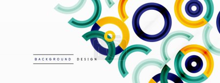 Téléchargez les illustrations : Fond abstrait de cercle coloré avec un design vibrant et accrocheur qui intègre une variété de nuances et de teintes différentes créant un effet tourbillonnant et dynamique - en licence libre de droit