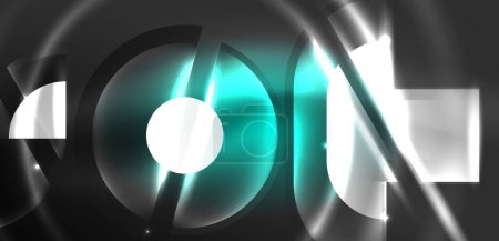 Ilustración de Fondo abstracto brillante círculos de neón y líneas con efectos de luz mágica. Diseño de alta tecnología para papel pintado, banner, fondo, landing page, arte de la pared, invitación, impresiones, carteles - Imagen libre de derechos