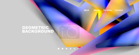 Téléchargez les photos : Bright colorful triangular shapes abstract background with fluid color effect. Glass, light and shadow effects. Illustration For Wallpaper, Banner, Background, Card, Book Illustration, landing page - en image libre de droit