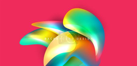Téléchargez les illustrations : Fluid color liquid 3d elements abstract background - en licence libre de droit