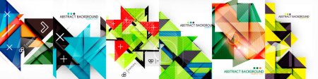 Illustration for Abstract background vector design set. Striking Abstract Collection - Triangle Low Poly Backgrounds. Captivating designs merge abstract art with precise geometric triangles for a visual experience - Royalty Free Image
