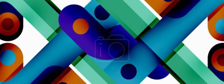 Ilustración de Colorida composición de rayas dinámicas. Fondo abstracto creativo geométrico de líneas para papel pintado, banner o aterrizaje - Imagen libre de derechos