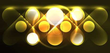 Ilustración de Resumen resplandeciente luz de neón techno círculos fondo - Imagen libre de derechos