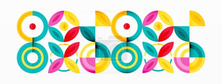 Téléchargez les illustrations : Cercles colorés fond abstrait. Hi-tech design pour papier peint, bannière, fond, page d'accueil, art mural, invitation, impressions, affiches - en licence libre de droit