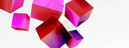 Ilustración de 3d vector abstract background. Flying cubes composition. Trendy techno business template for wallpaper, banner, background or landing - Imagen libre de derechos