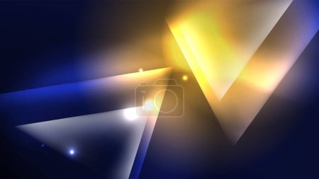 Photo for Abstract background landing page, glass geometric shapes with blue glowing neon light reflections, energy effect concept on glossy forms - Royalty Free Image