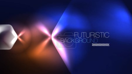 Illustration for Glowing blue neon hexagons in dark space. Digital technology cyberspace hi-tech techno abstract background template - Royalty Free Image