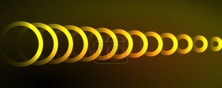 Illustration for Neon glowing circles and round shape lines, magic energy space light concept, abstract background wallpaper design - Royalty Free Image