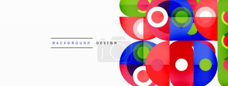 Ilustración de Fondo de página de aterrizaje de tecnología abstracta con círculos y elementos redondos. Concepto creativo para negocios, tecnología, ciencia o diseño de impresión - Imagen libre de derechos