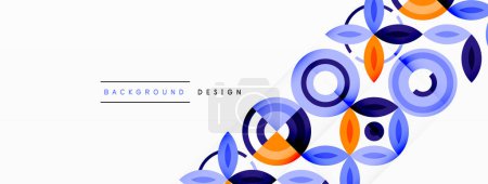 Illustration for Abstract background - minimalist circles and round elements composition with varying sizes circles and other geometric shapes. The elements are arranged symmetrically in a grid-like pattern - Royalty Free Image