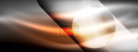 Ilustración de Fondo abstracto de onda de neón brillante: vibrantes ondas luminiscentes pulsan en una pantalla cautivadora y electrizante - Imagen libre de derechos