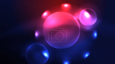 Illustration for Circles with bright neon shiny light effects, abstract background wallpaper design - Royalty Free Image
