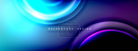 Illustration for Circles lines and bubbles on bright glowing effect gradient with light and shadow effects. Dynamic interplay of light, shadow and depth. Futuristic and rhythmic technology design - Royalty Free Image