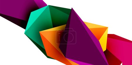 Illustration for 3d low poly triangle design elements for geometric concept, banner, background, wallpaper, landing page or corporate logo branding - Royalty Free Image