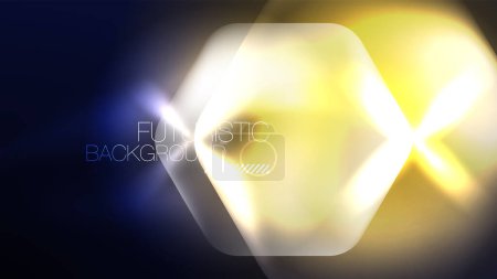 Téléchargez les photos : Hexagones néon bleu brillant dans l'espace sombre. Technologie numérique cyberespace high-tech techno abstrait modèle de fond - en image libre de droit