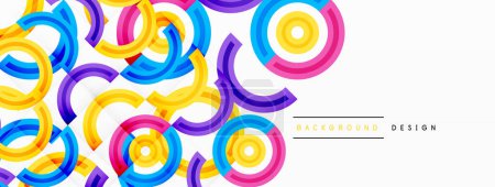 Ilustración de Los círculos están dispuestos en un fondo abstracto patrón de cuadrícula y cuentan con una gama de diferentes colores, incluyendo tonos de varios colores. Plantilla para fondo de pantalla, banner, presentación, fondo - Imagen libre de derechos