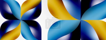 Illustration for Vector abstract geometric background. Techno flower petals concept. Wallpaper or texture design, bright poster, banner, flyer - Royalty Free Image