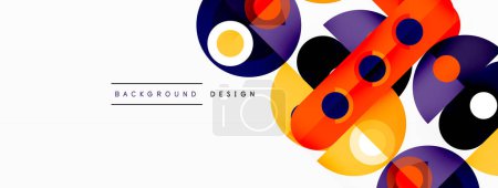 Ilustración de Fondo de página de aterrizaje de tecnología abstracta con círculos y elementos redondos. Concepto creativo para negocios, tecnología, ciencia o diseño de impresión - Imagen libre de derechos