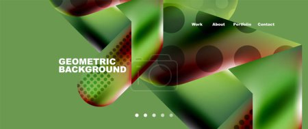 Ilustración de Landing page background template. Colorful plastic round shapes abstract composition. Vector illustration for wallpaper, banner, background - Imagen libre de derechos