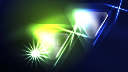 Ilustración de Triángulos de neón Techno con efectos de luz en la oscuridad - Imagen libre de derechos