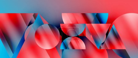 Illustration for Captivating abstract backdrop composed of interlocking triangles and circles, forming an intriguing dance of shapes and patterns that exude both elegance and modernity - Royalty Free Image