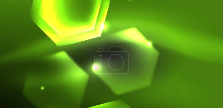 Illustration for Abstract background techno neon hexagons. Hi-tech vector illustration for wallpaper, banner, background, landing page, wall art, invitation, prints, posters - Royalty Free Image