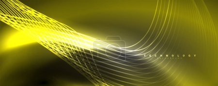 Illustration for Shiny neon waves, dynamic electric motion, energy or speed concept. Vector illustration for wallpaper, banner, background, leaflet, catalog, cover, flyer - Royalty Free Image