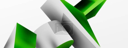 Ilustración de Metallic 3d shape vector geometric background. Trendy techno business template for wallpaper, banner, background or landing - Imagen libre de derechos