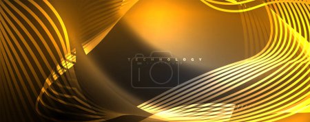 Photo for Shiny neon waves, dynamic electric motion, energy or speed concept. Vector illustration for wallpaper, banner, background, leaflet, catalog, cover, flyer - Royalty Free Image